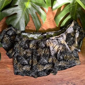 Leaf Print Off Shoulder Top